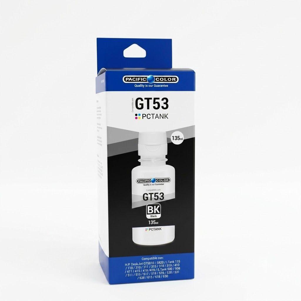 Tinta Compatible Pacific Color GT53 BK Negra 135 ml para Impresoras HP Smart Tank-0