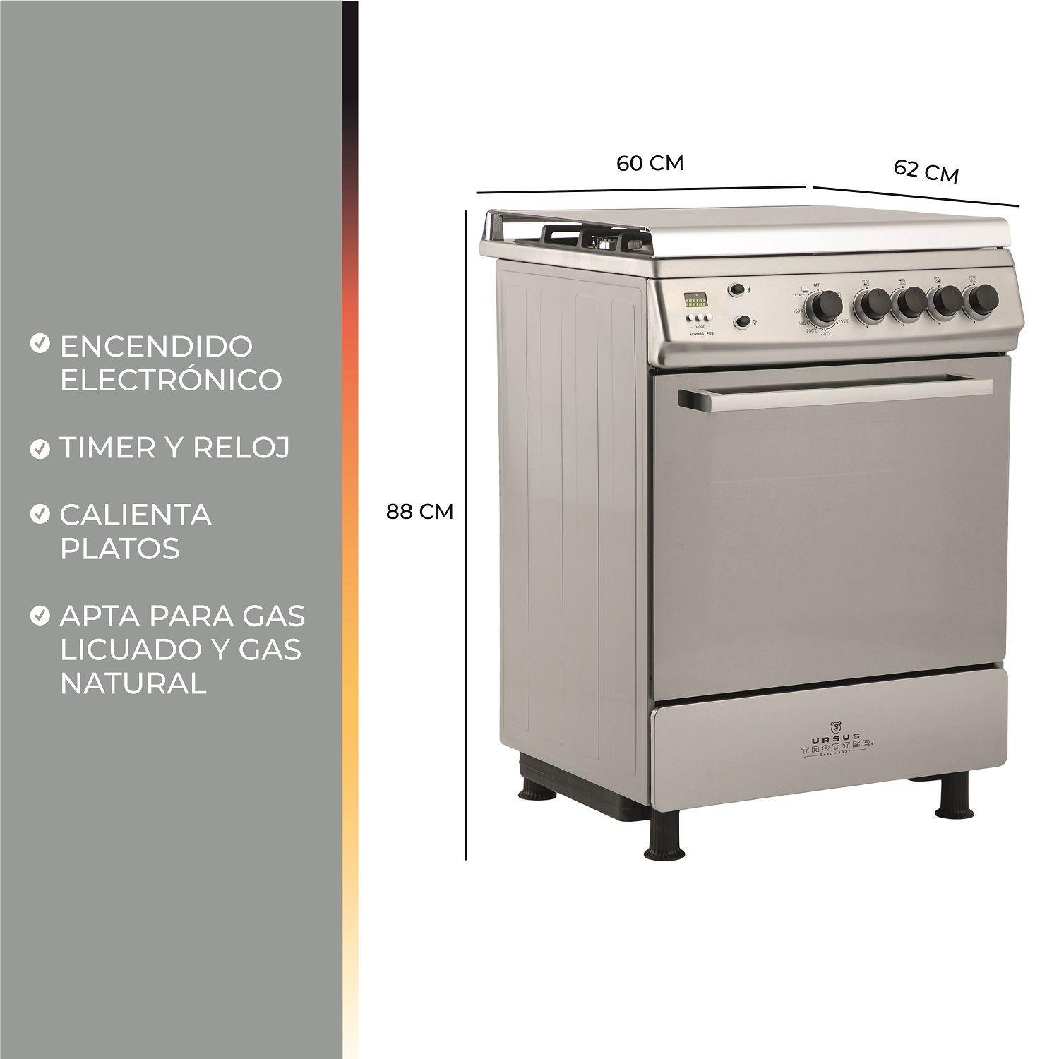 COCINA URSUS TROTTER EURO 60CM 4 PLATOS PRO GAS NATURAL-7