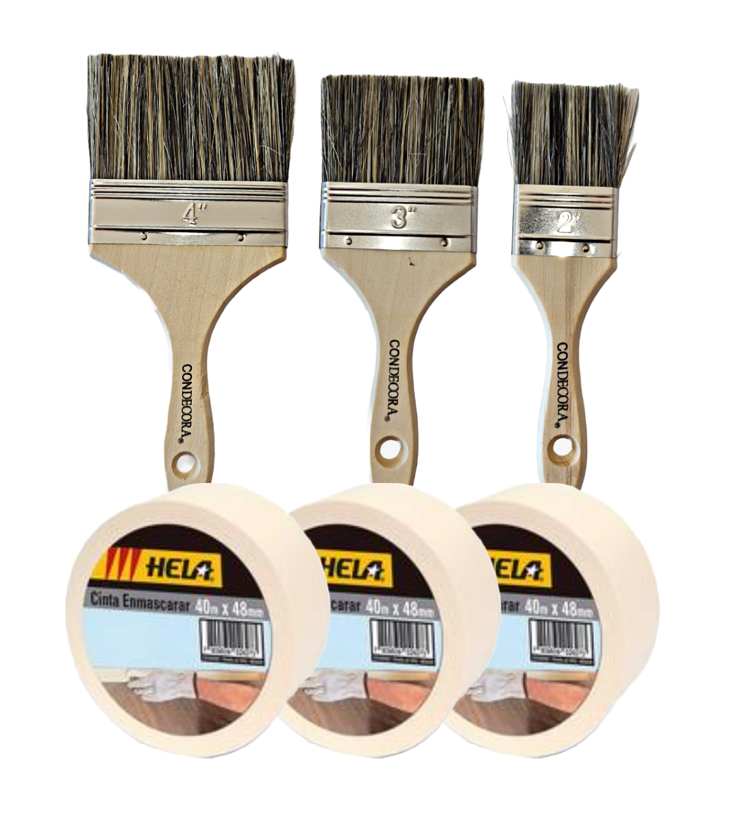 Set Pintado 3x3 Brochas + Cinta Enmascarar-0