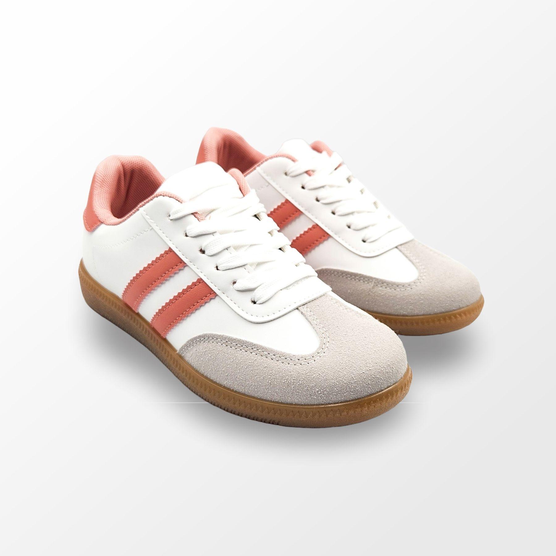 Zapatilla Plana Mujer Blanco Rosado-2