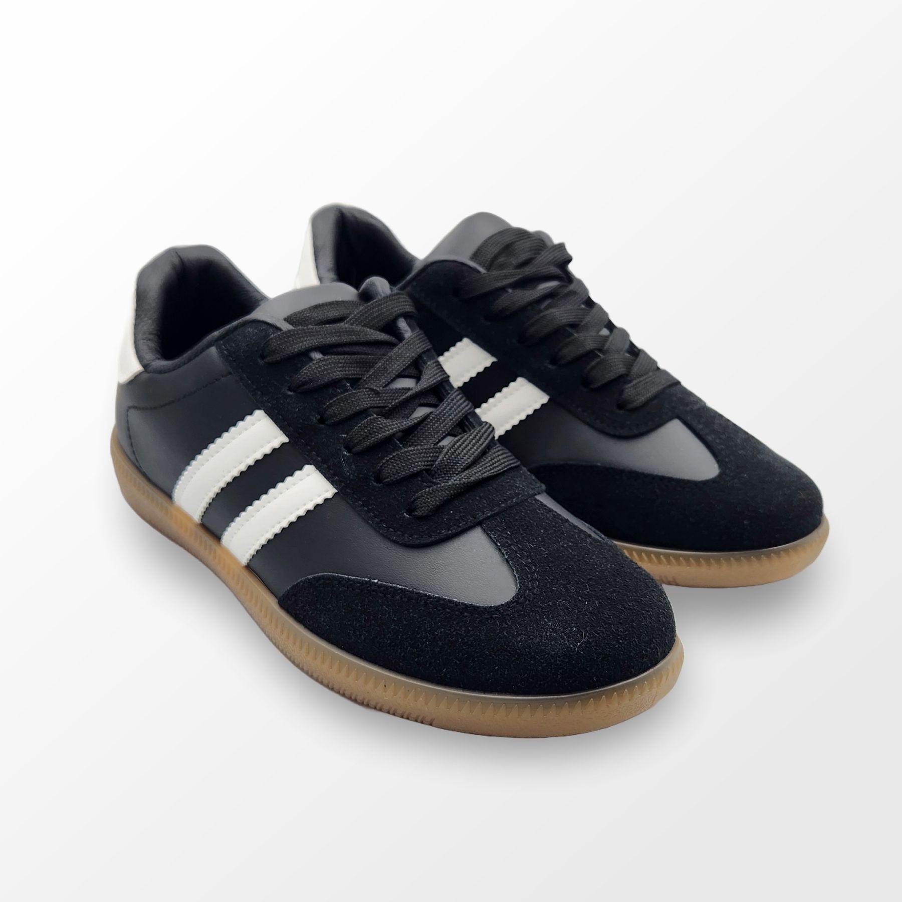 Zapatilla Plana Mujer  Negro Blanco-2