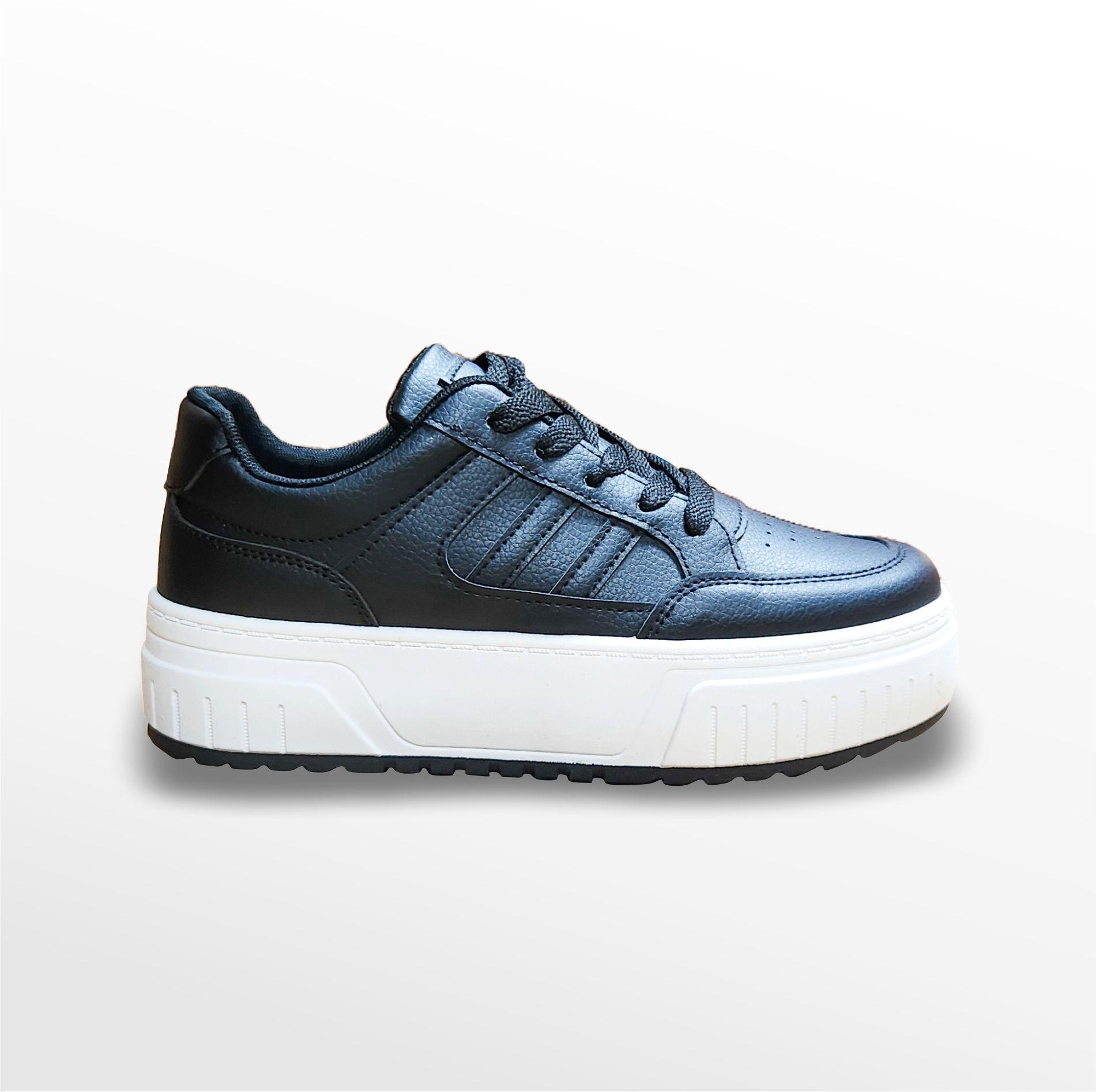 ZAPATILLAS MUJER NEGRO PLATAFORMA PU-0