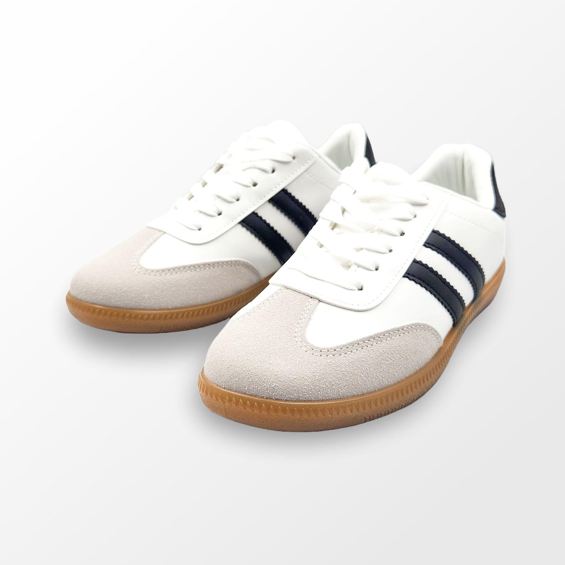 Zapatilla Plana Mujer Blanco Negro-2