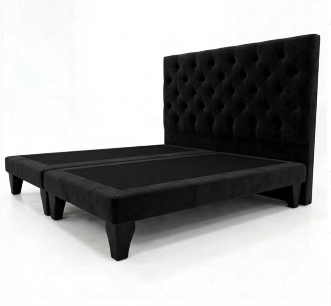 CAMA 2 PLAZA CAPITONE BASE DIVIDIDA NEGRO FELPA-2