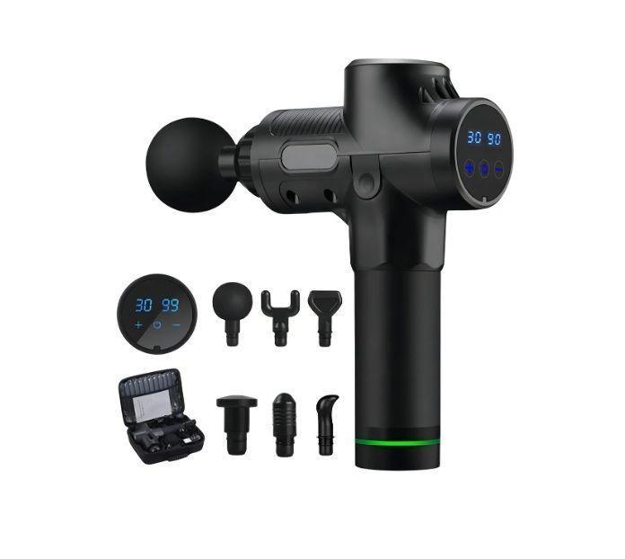 Pistola de Masaje Muscular 30 Velocidades 6 Cabezales Color Negro-0