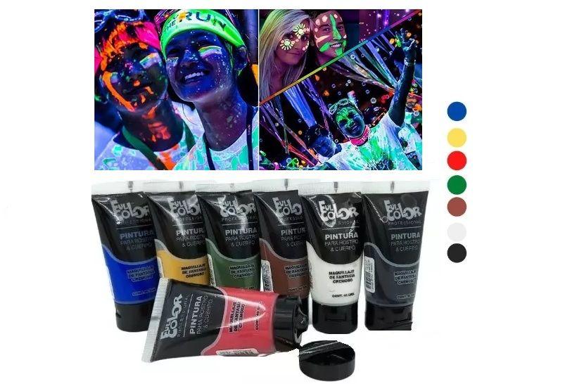 Pack 7 Pinturas De Cuerpo Y Cara Full Color Para Fiestas-0