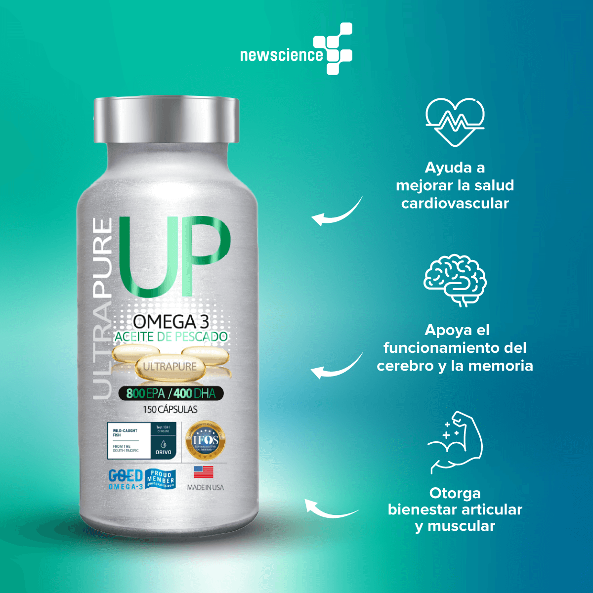Omega Up Ultrapure 150 cápsulas Newscience-2