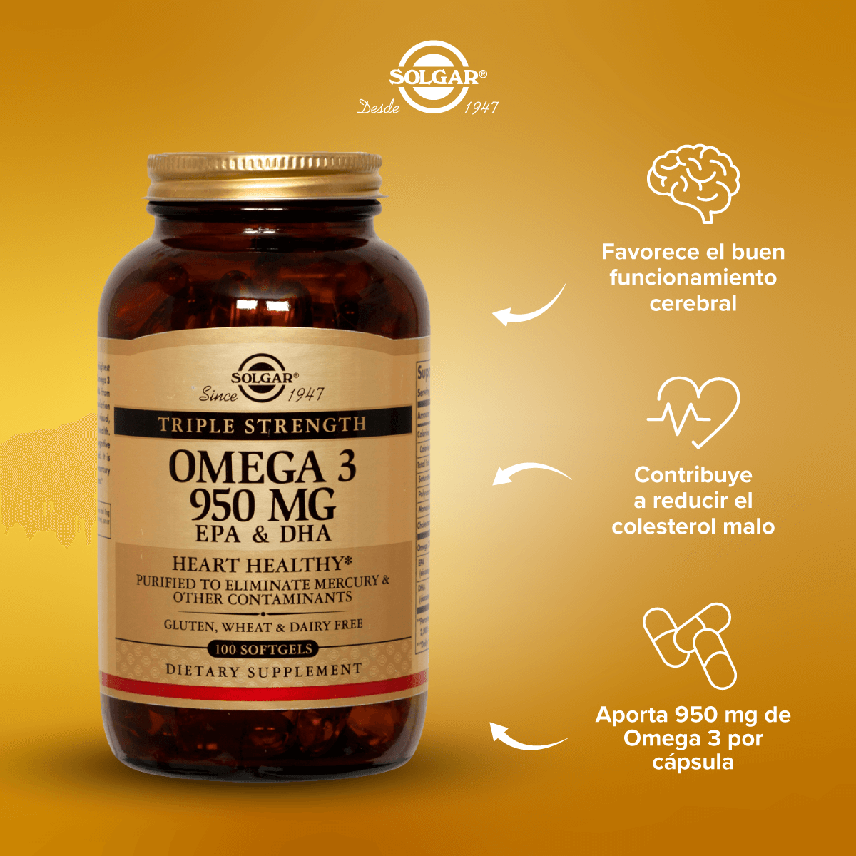 Solgar Omega 3 Triple Strength 950 mg (100 softgel)-2