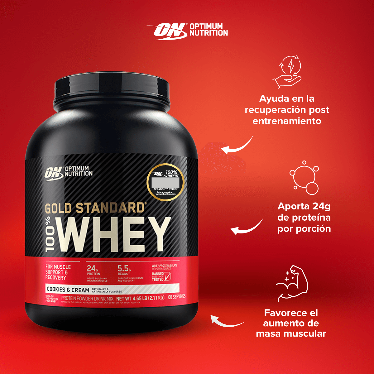 Gold Standard, Optimum Nutrition Whey Protein 4.65 Lb-2