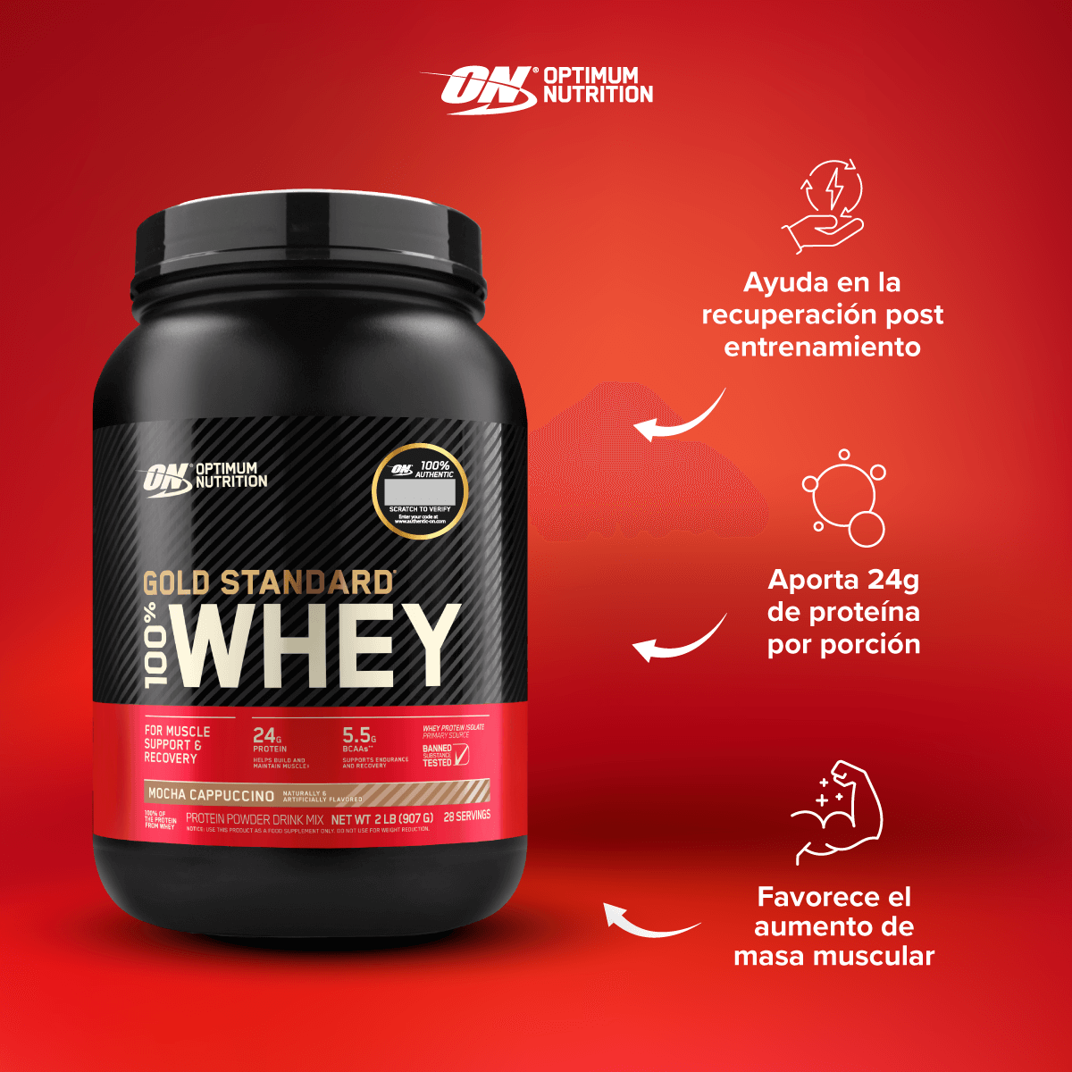 Gold Standard, Optimum Nutrition Whey Protein 2 Lb-2