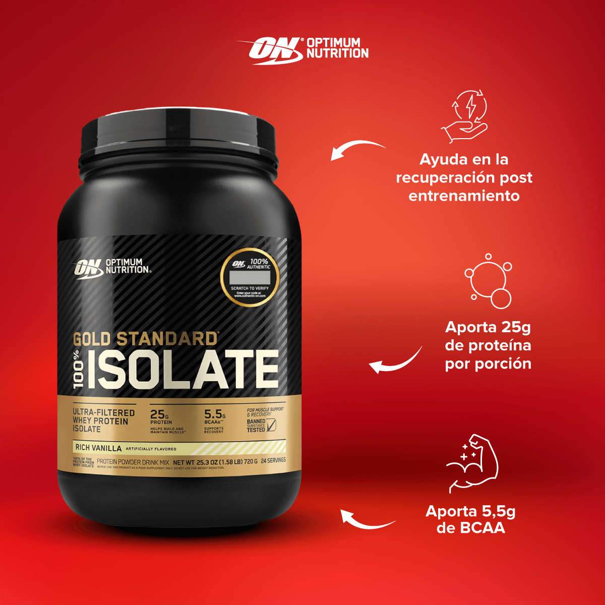 GOLD STANDARD 100% ISOLATE VAINILLA GF - 1.58 LB, ON-3
