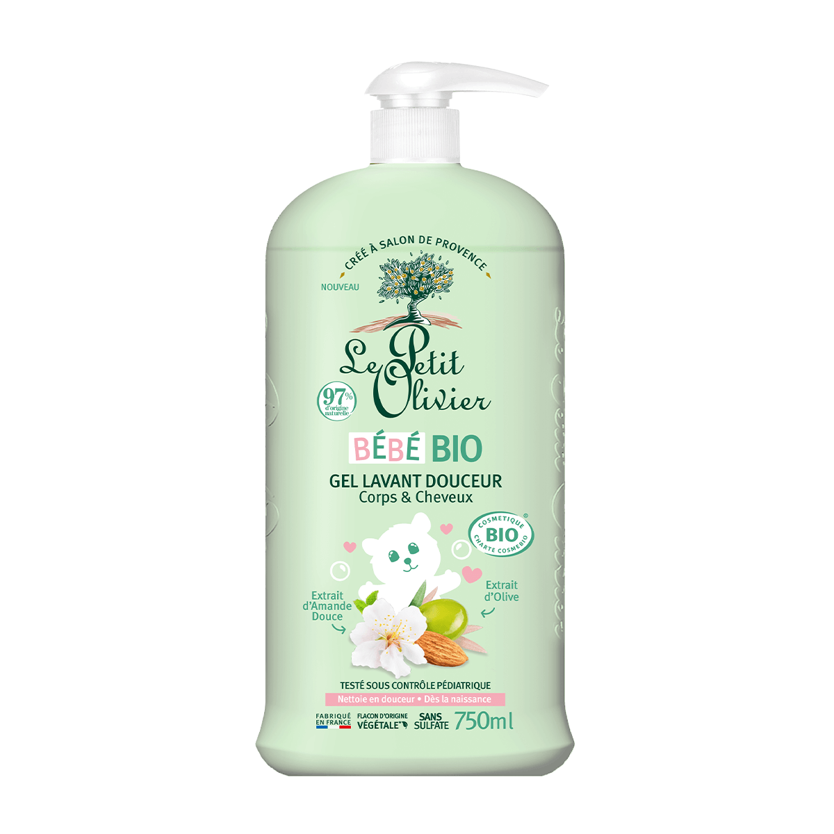 Gel de Baño Bebé Cuerpo y Cabello 750ml, Le Petit Olivier-0