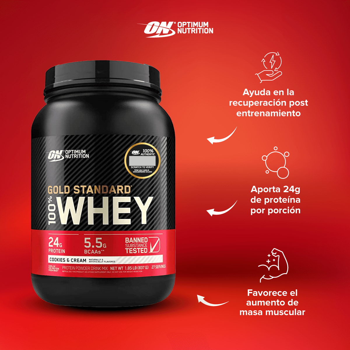 Gold Standard, Optimum Nutrition Whey Protein 1.85 Lb-3