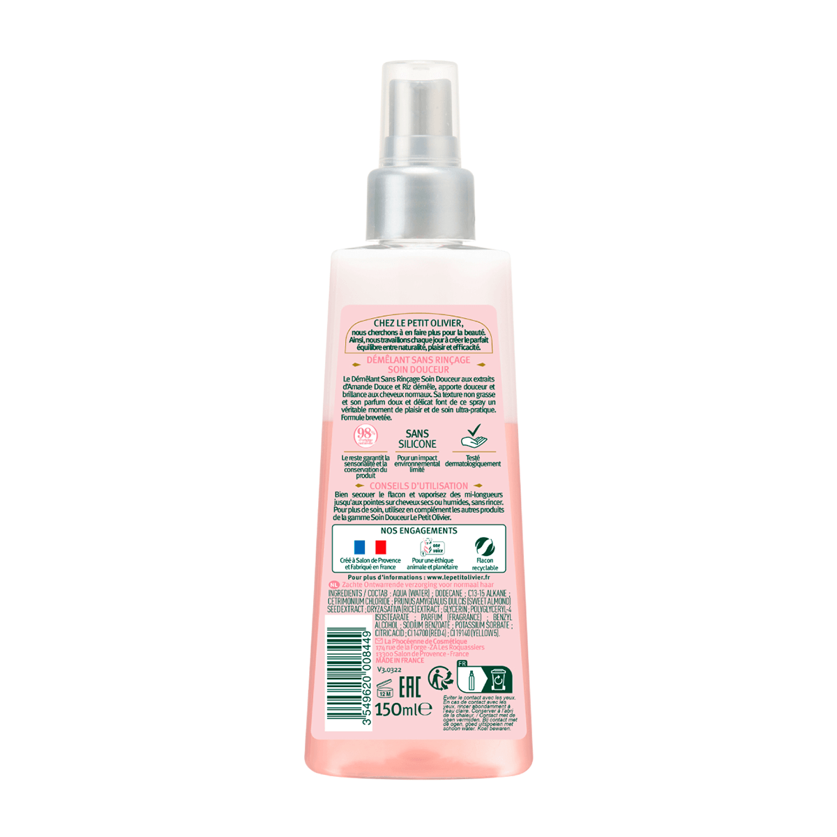 Spray Desenredante Cabello Normal 150ml, Le Petit Olivier-1