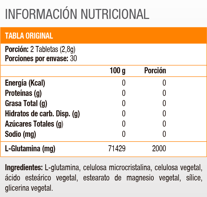 L-Glutamine 1000 mg, Glutamina (60 tabs) - Original-2