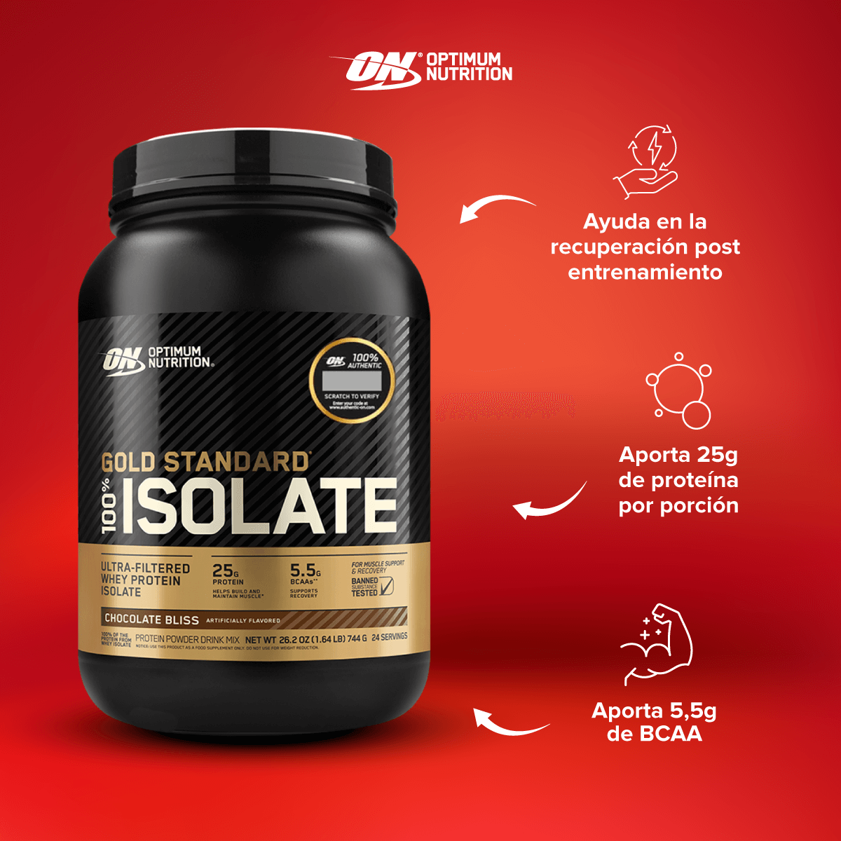 GOLD STANDARD 100% ISOLATE CHOCOLATE BLISS GF - 1.64 LB, ON-3