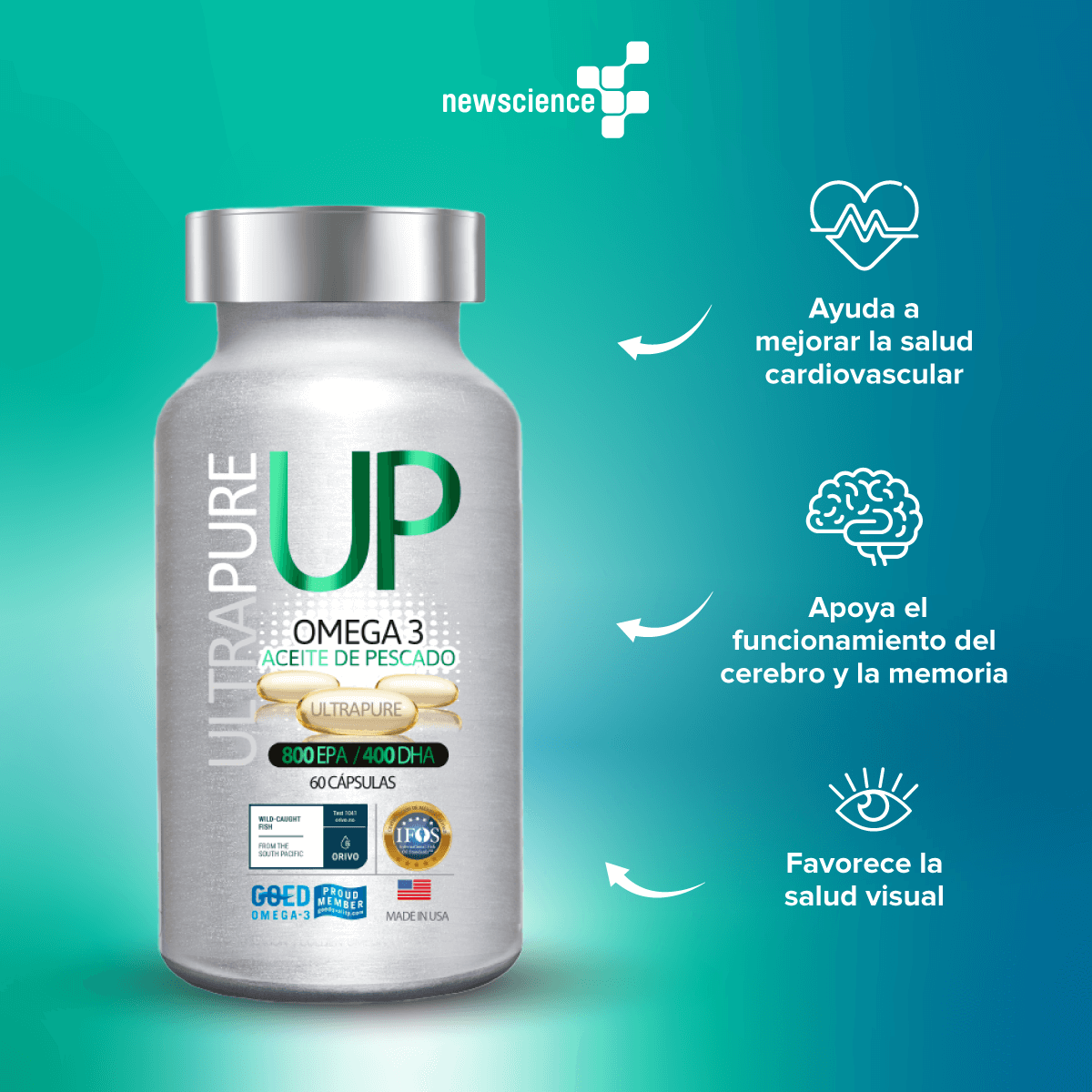 Omega Up UltraPure, Omega 3 (60 caps)-2