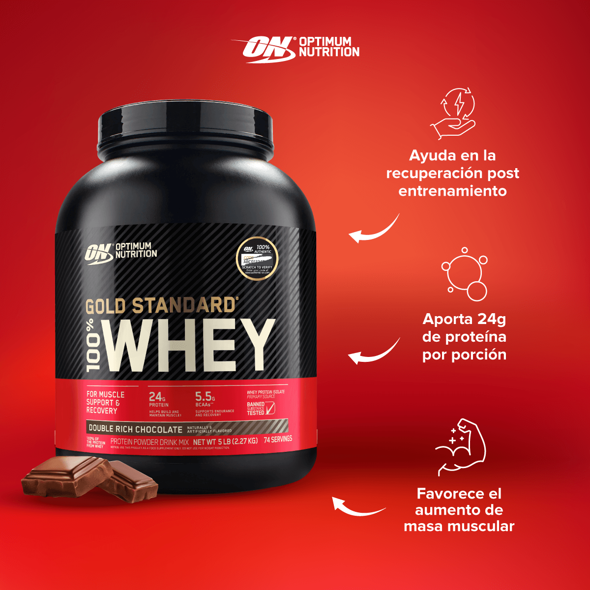 Gold Standard, Optimum Nutrition Whey Protein 5 Lb, Original-2