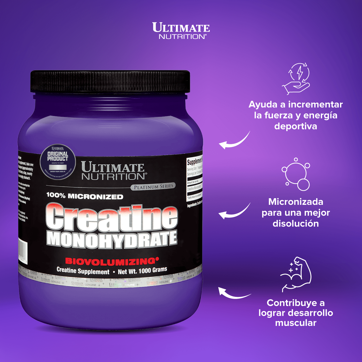 Ultimate Nutrition creatina monohidratada 1kg-2