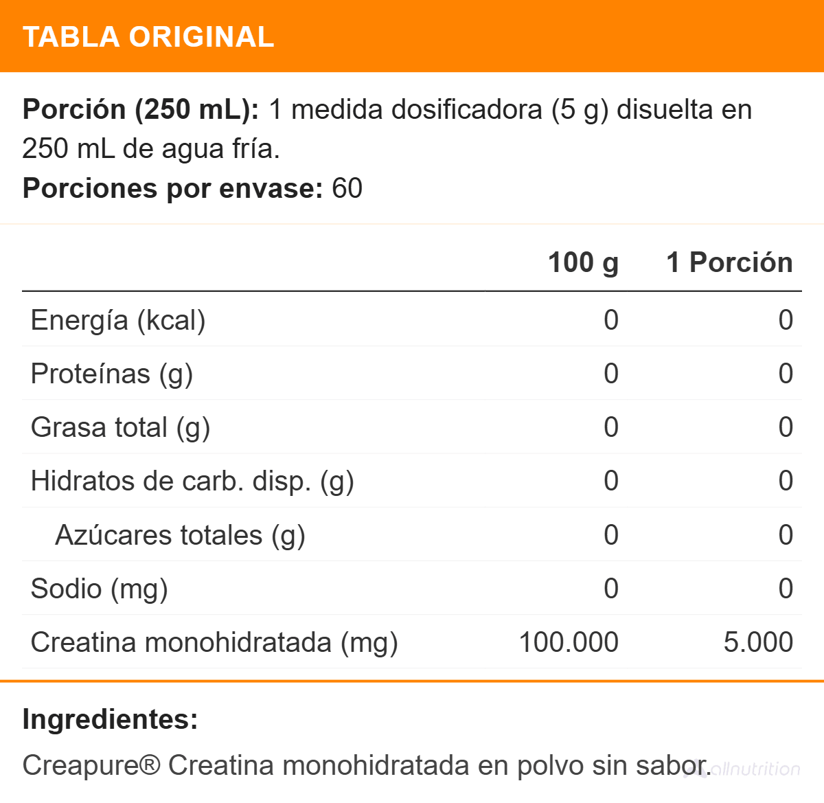 CREATINA MONOHIDRATADA CREAPURE 300 GR, Optimum Nutrition-1