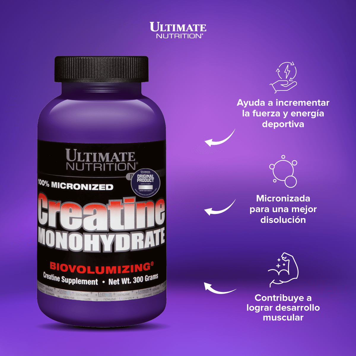 Ultimate nutrition creatina monohidratada 300gr-2
