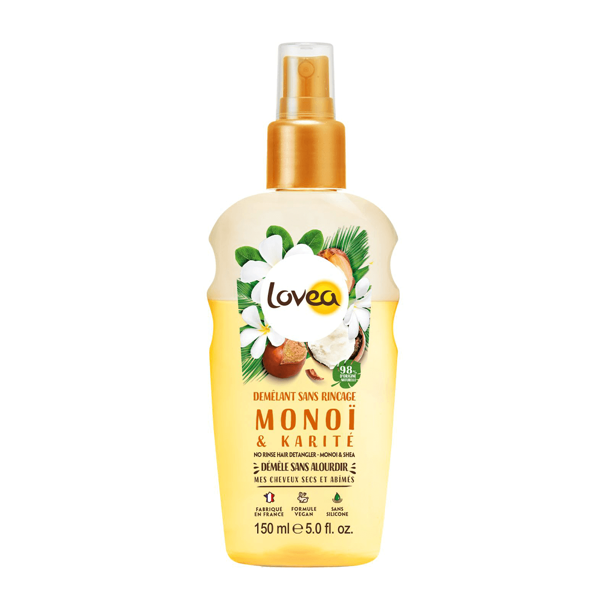 Spray Desenredante Cabello Seco y Dañado Monoi Karité 150ml, Lovea-0