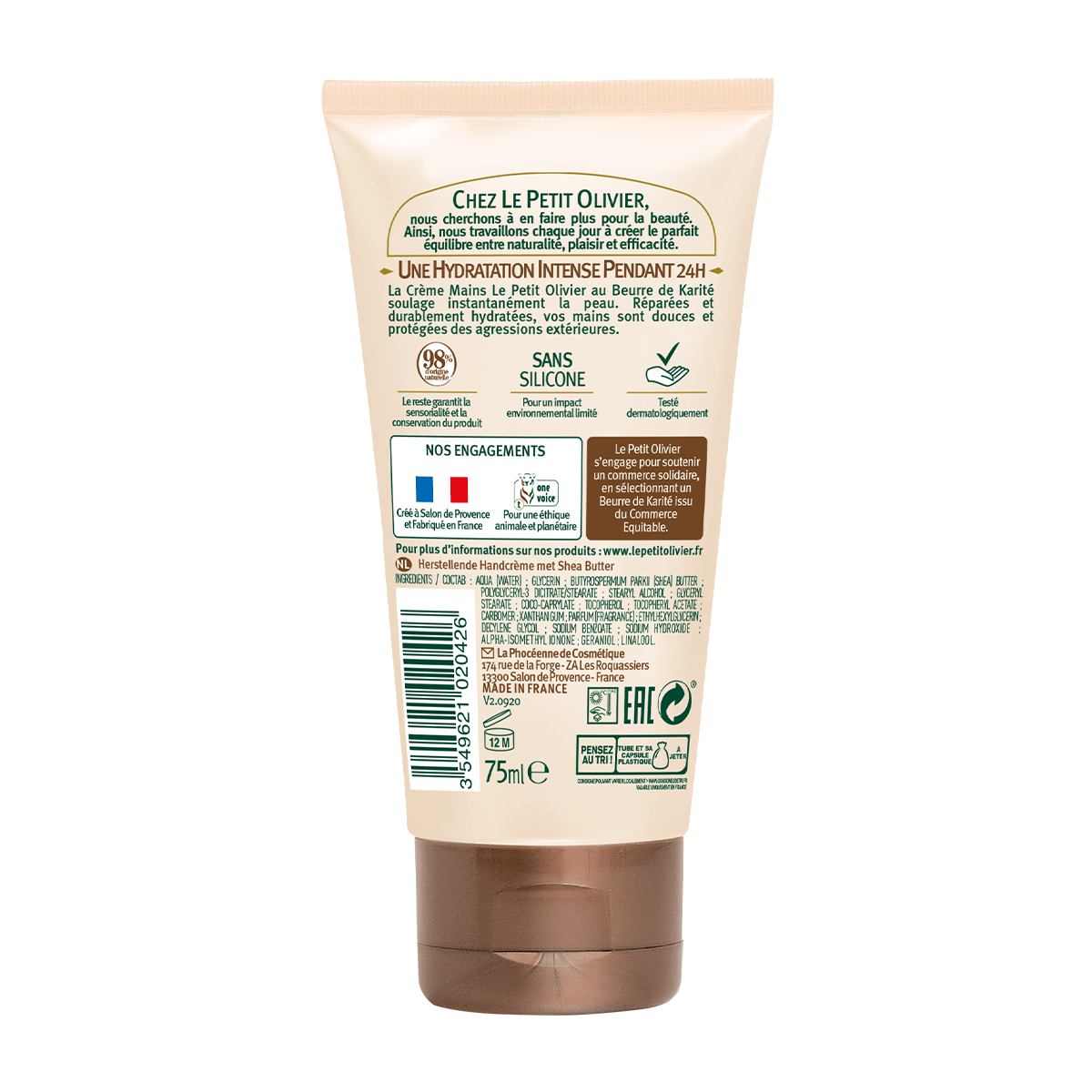 Crema de Manos Hidratante Karité 75ml, Le Petit Olivier-1