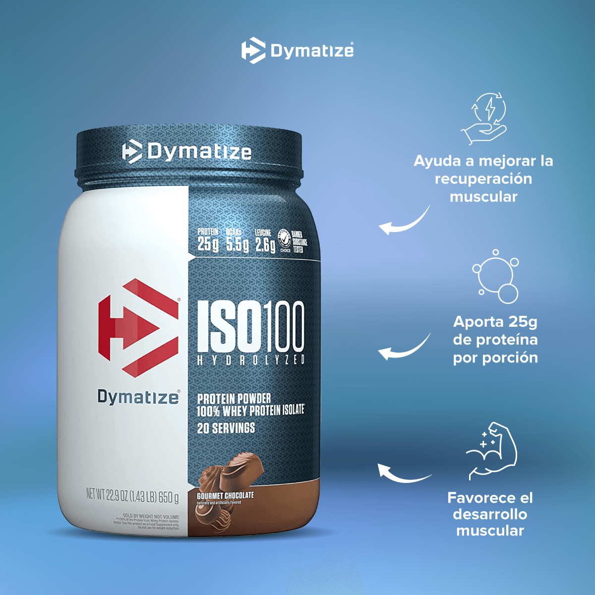 ISO 100, Dymatize Isolate Protein 1.43 Lb, Hidrolizada -2