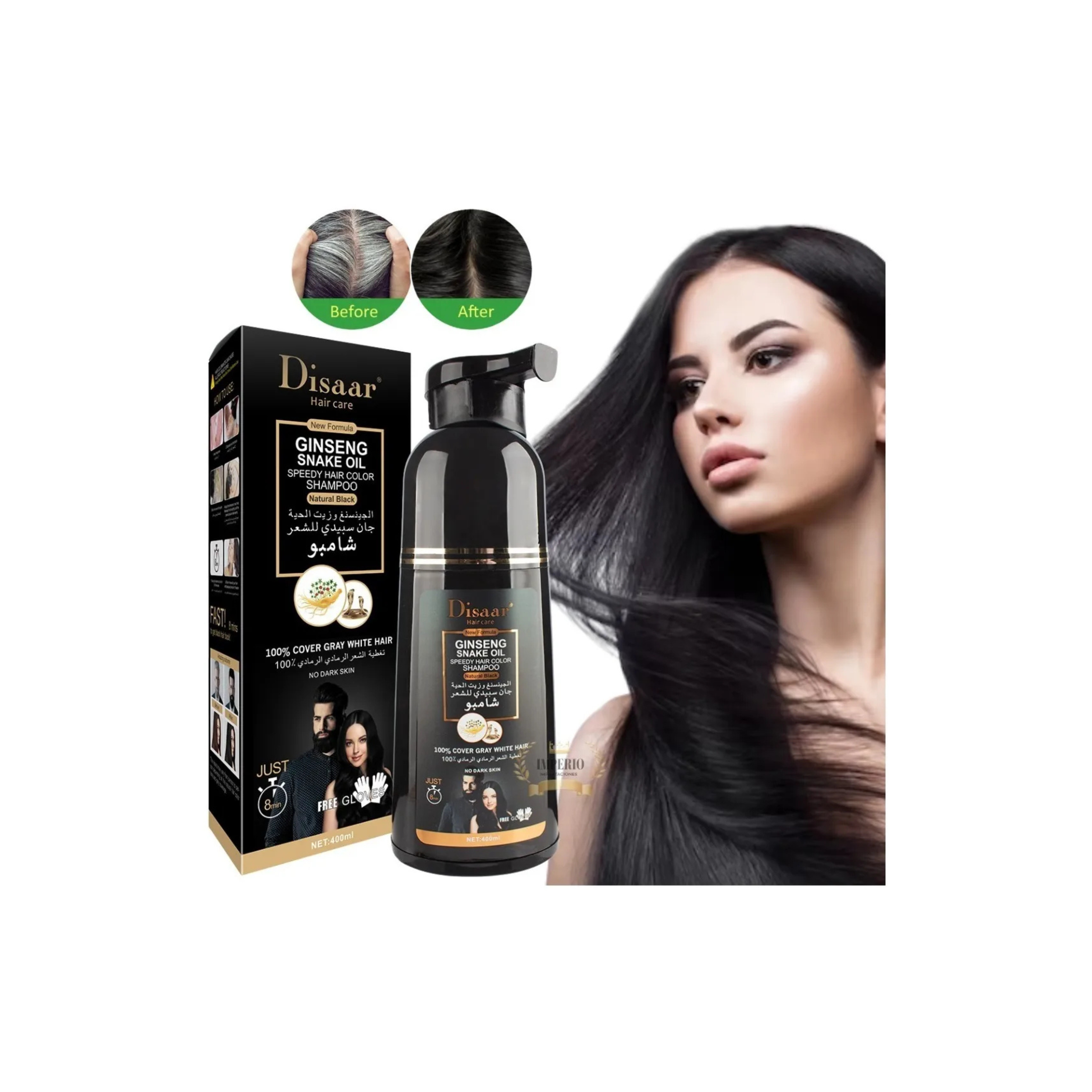 Shampoo Tinte Cubre Canas Disaar, Suaviza Repara Cuidado Del Cabello.-0
