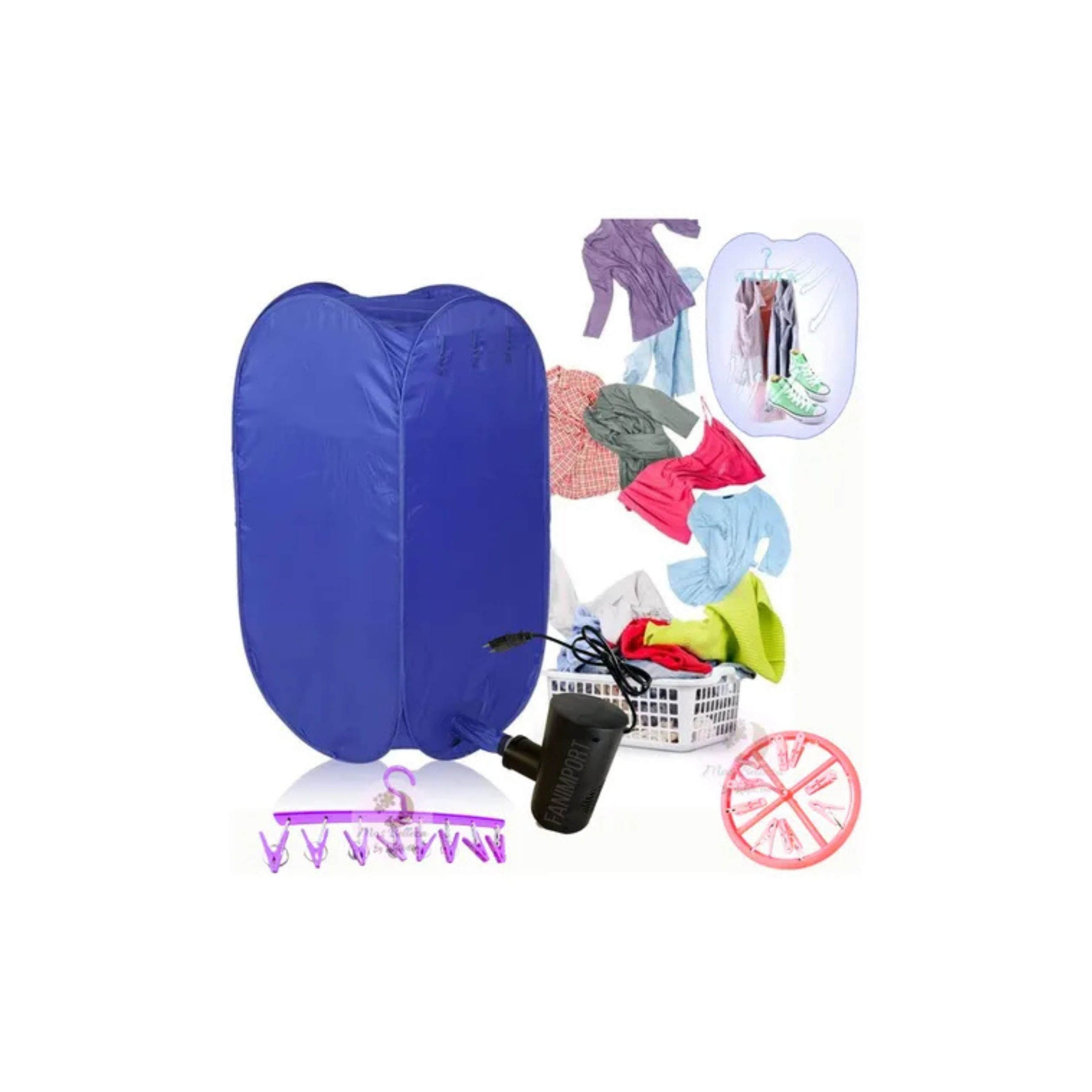 Tendedero Secador Ropa Portatil Secador Ropa Plegable Azul-2