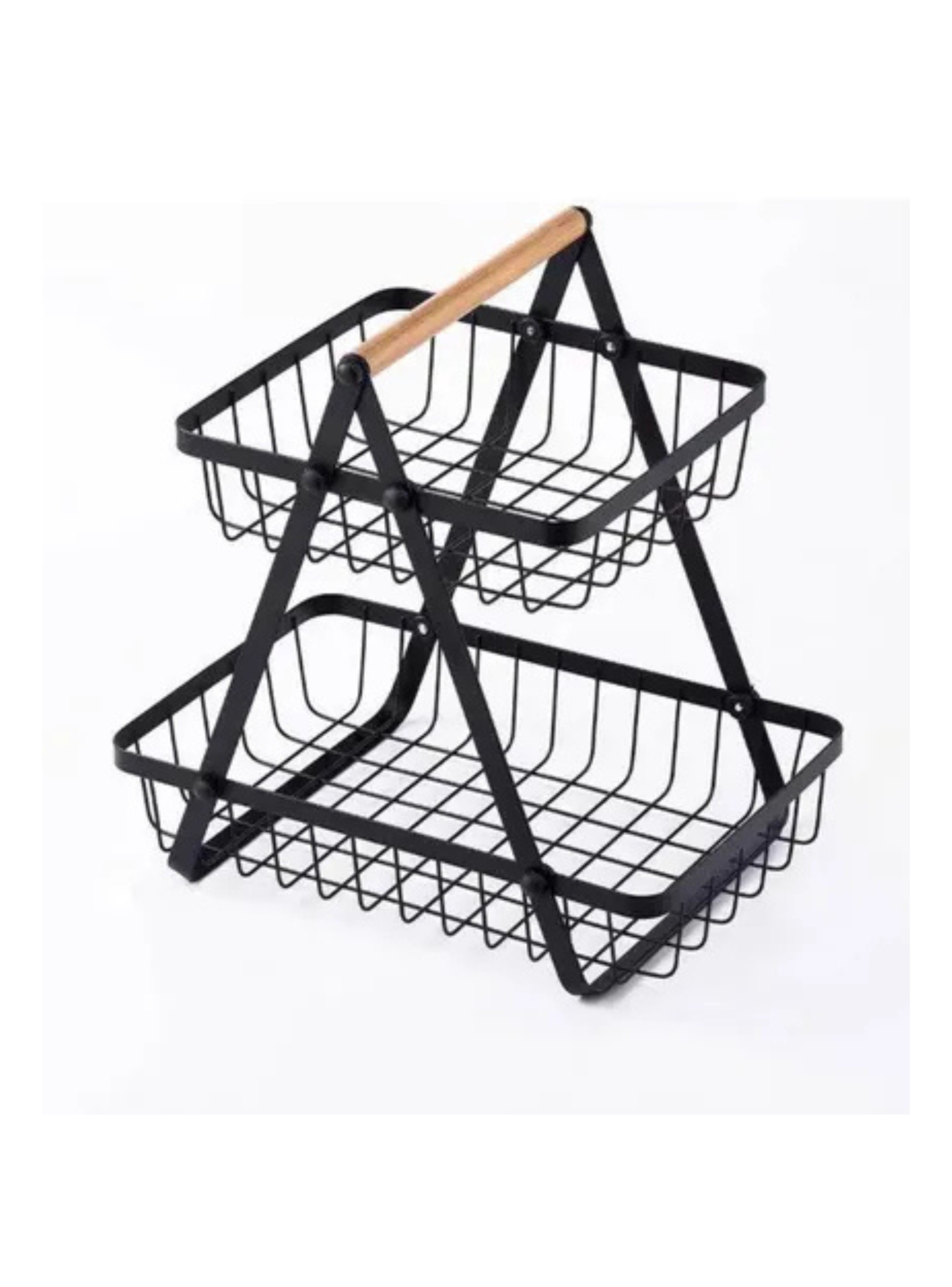 Frutero De Mesa Canasto Para Frutas Cocina Hogar 2 Niveles Color Negro-1