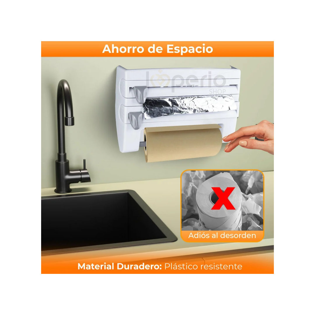 Porta Rollos de Cocina 4 en 1 Dispensador de Aluminio Papel y Especias-4