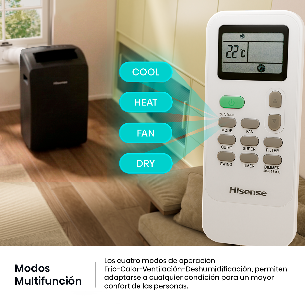 Aire Acondicionado Port til Hisense 12000BTU R32 WiFi AP 12HW4RNPS01 N-8