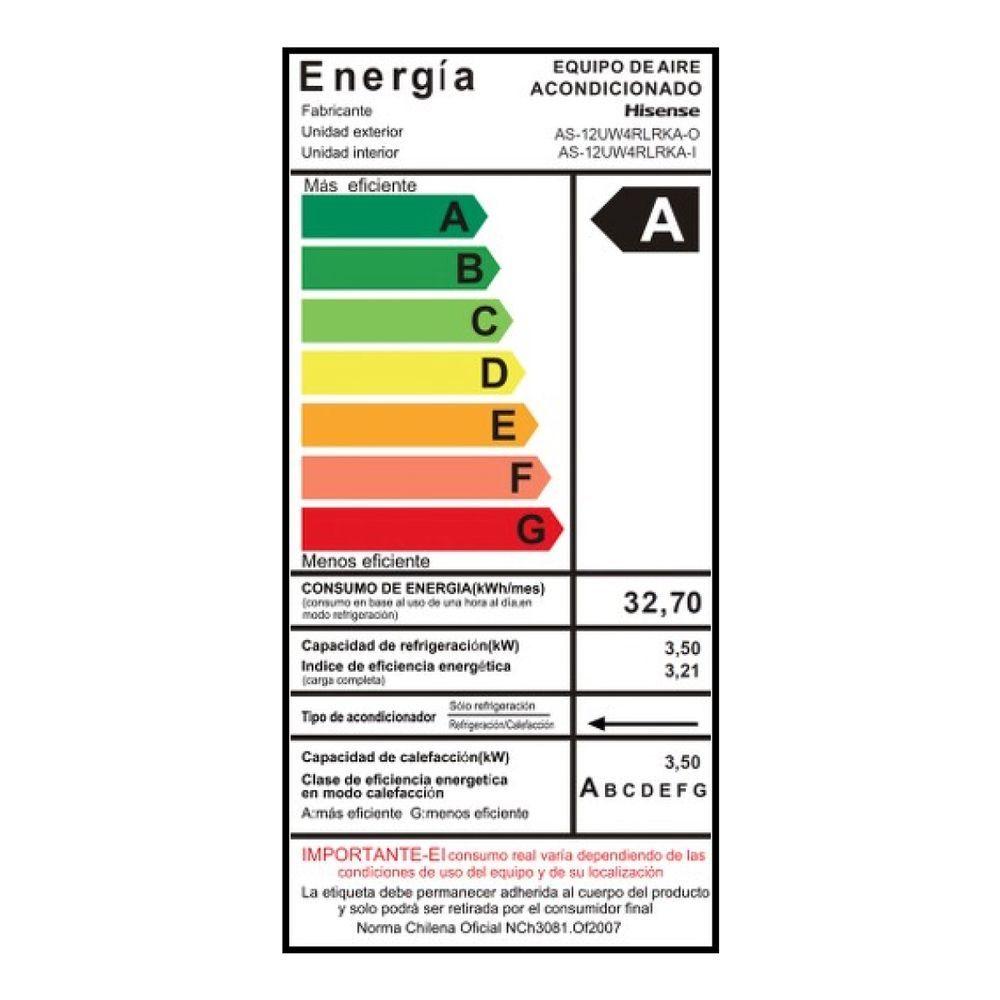 Aire Acondicionado Hisense Hi Vida 12000BTU R32 Inverter WiFi AS 12UW4RLRKA-6
