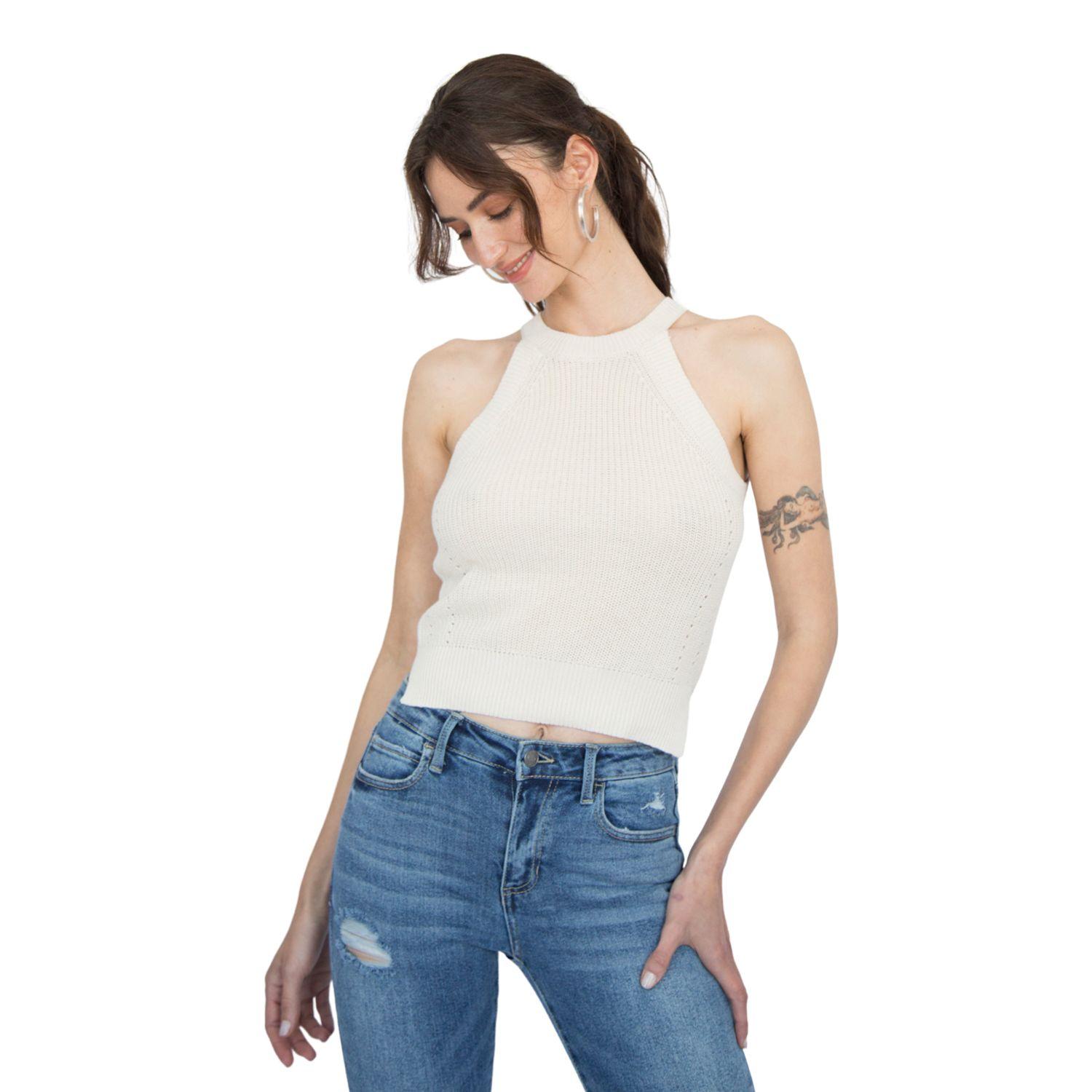 Polera Tejida Halter Graciela Crema Racaventura-0