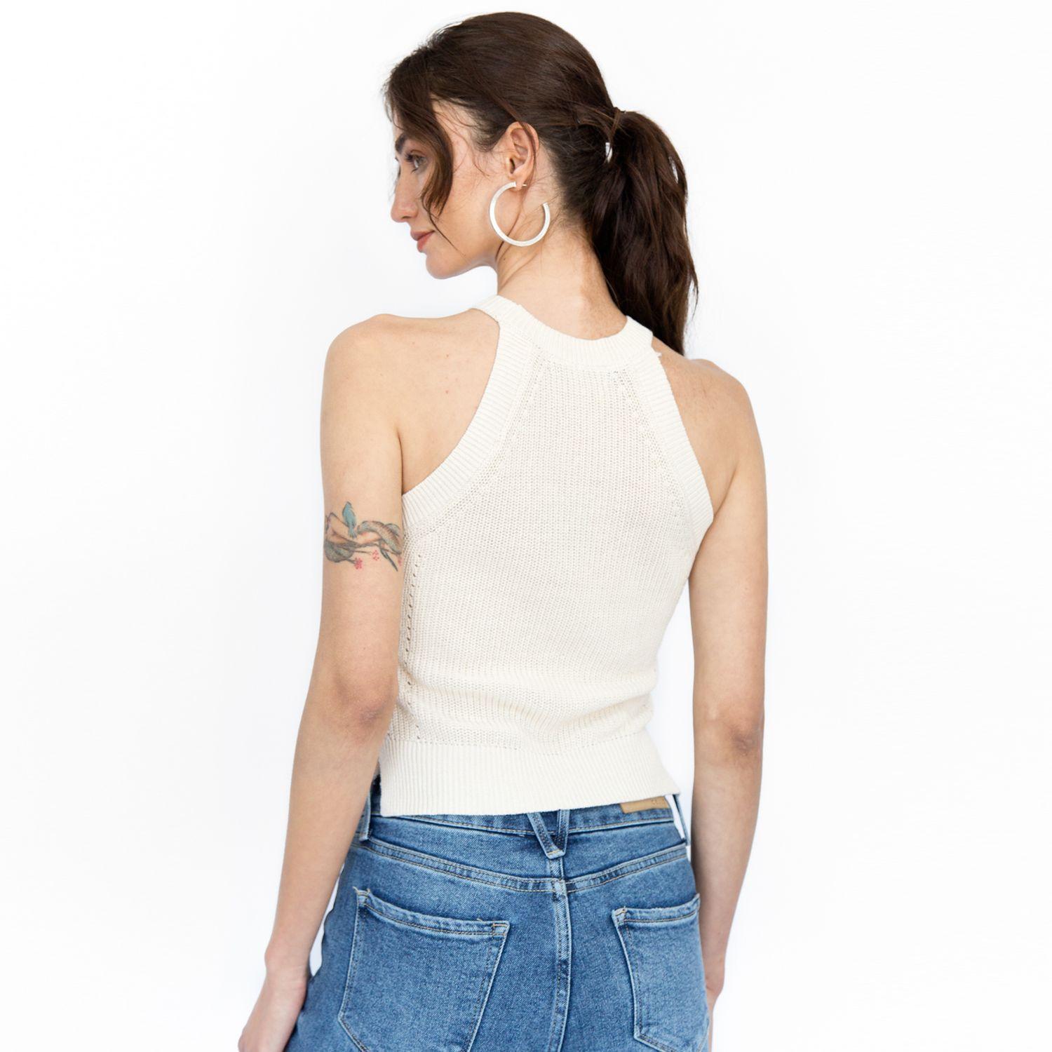Polera Tejida Halter Graciela Crema Racaventura-3