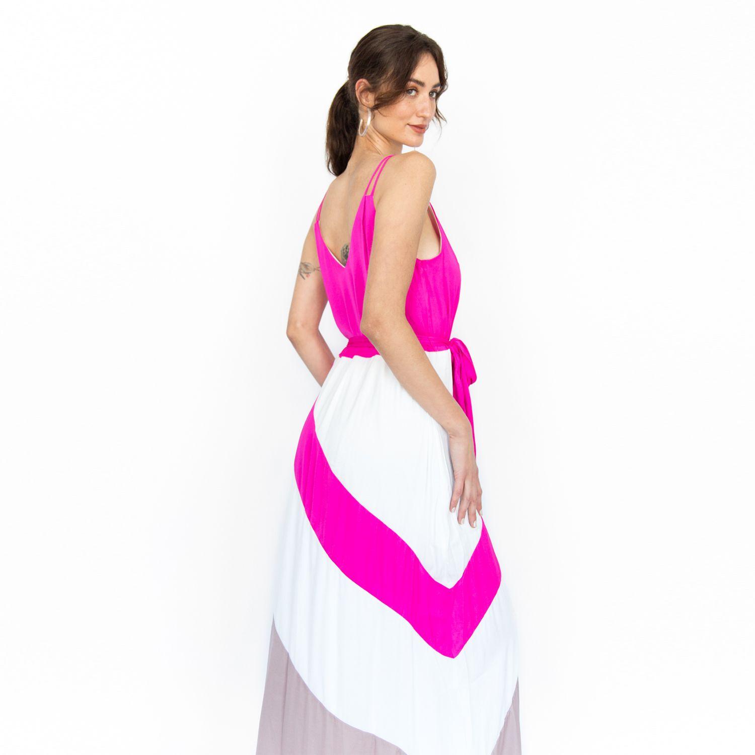 Vestido Largo Color Block Craig Fucsia Racaventura-3