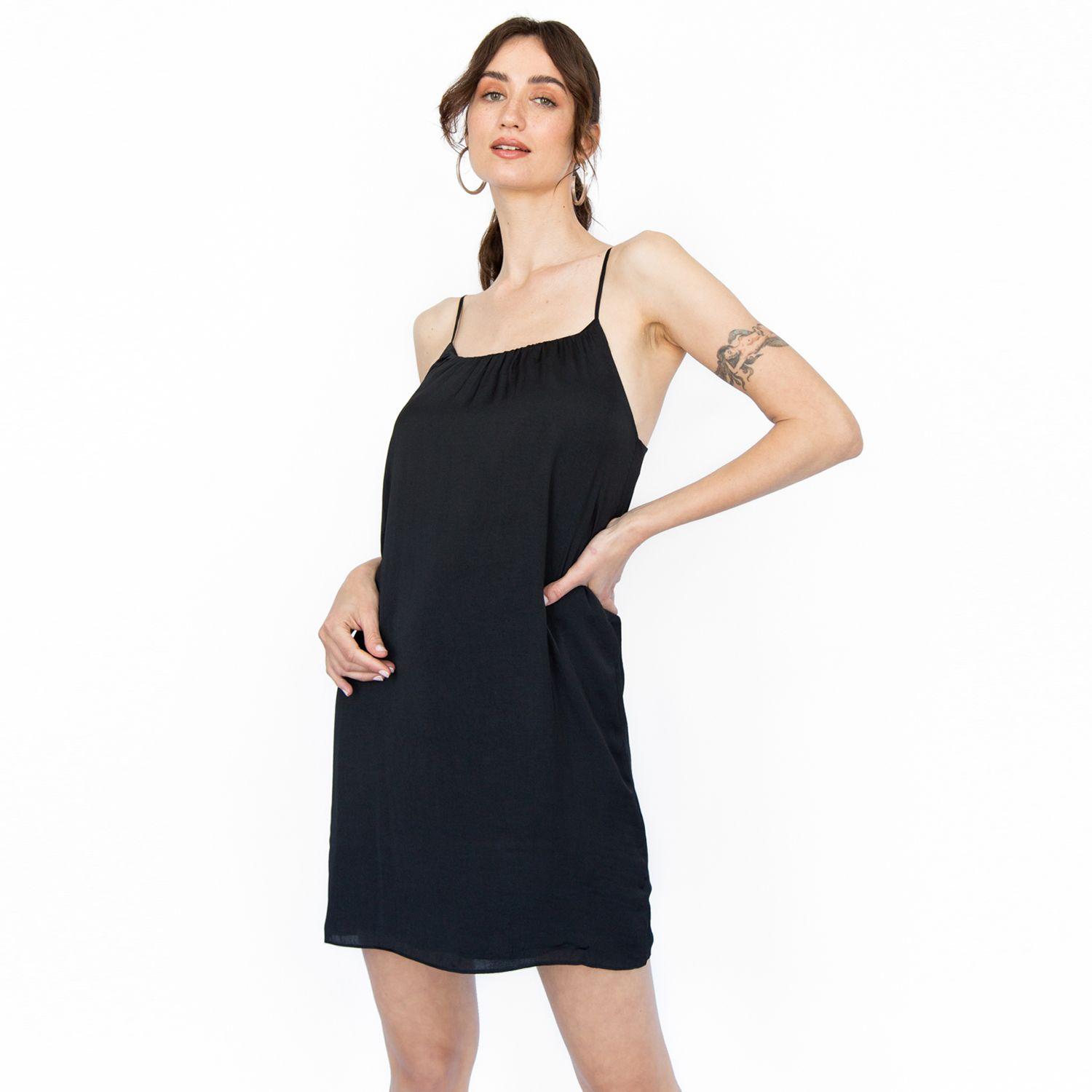 Vestido Corto Satin Velez Negro Racaventura-1