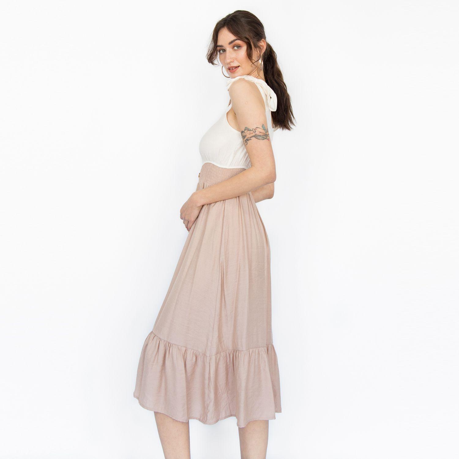 Vestido Falda Botones Mick Taupe Racaventura-2
