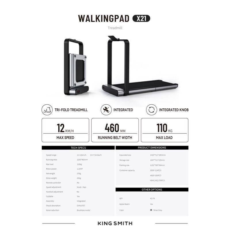 KingSmith WalkingPad X21 – Caminadora plegable inteligente doble plegable soporte NFC LED-3