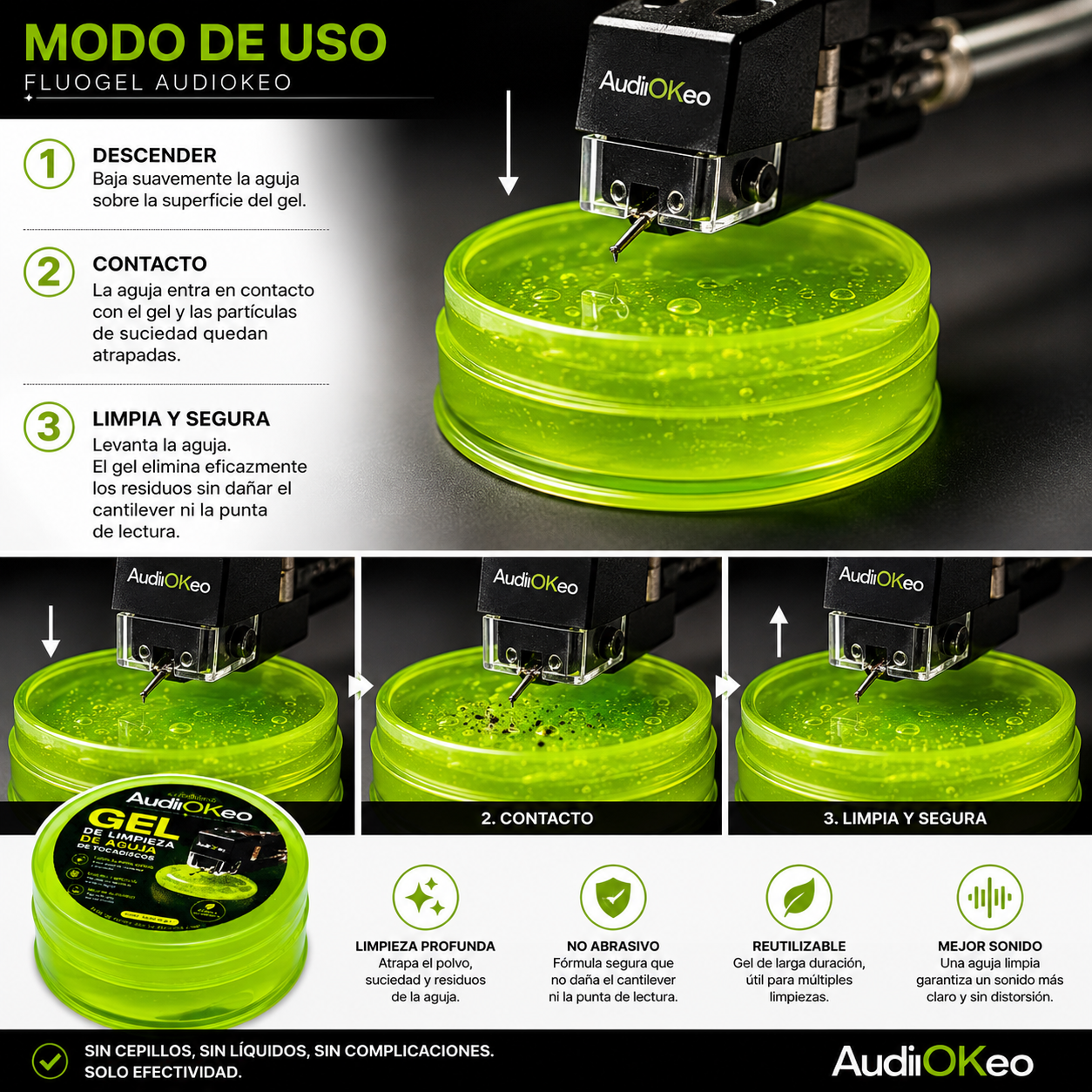 Kit Limpieza Vinilos Con Gel Audiokeo Para Aguja-6
