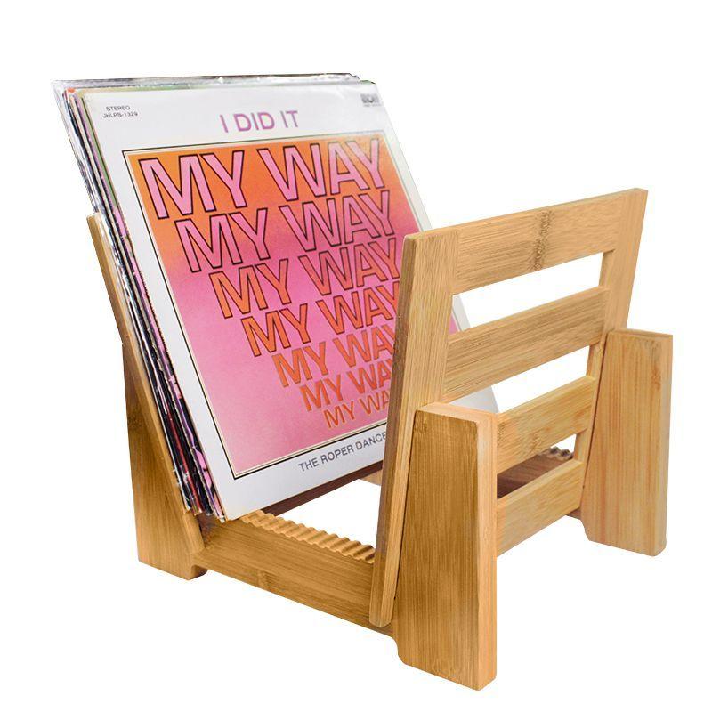 Porta Vinilo Madera Bambu Elegante Diseño Tornamesa-4