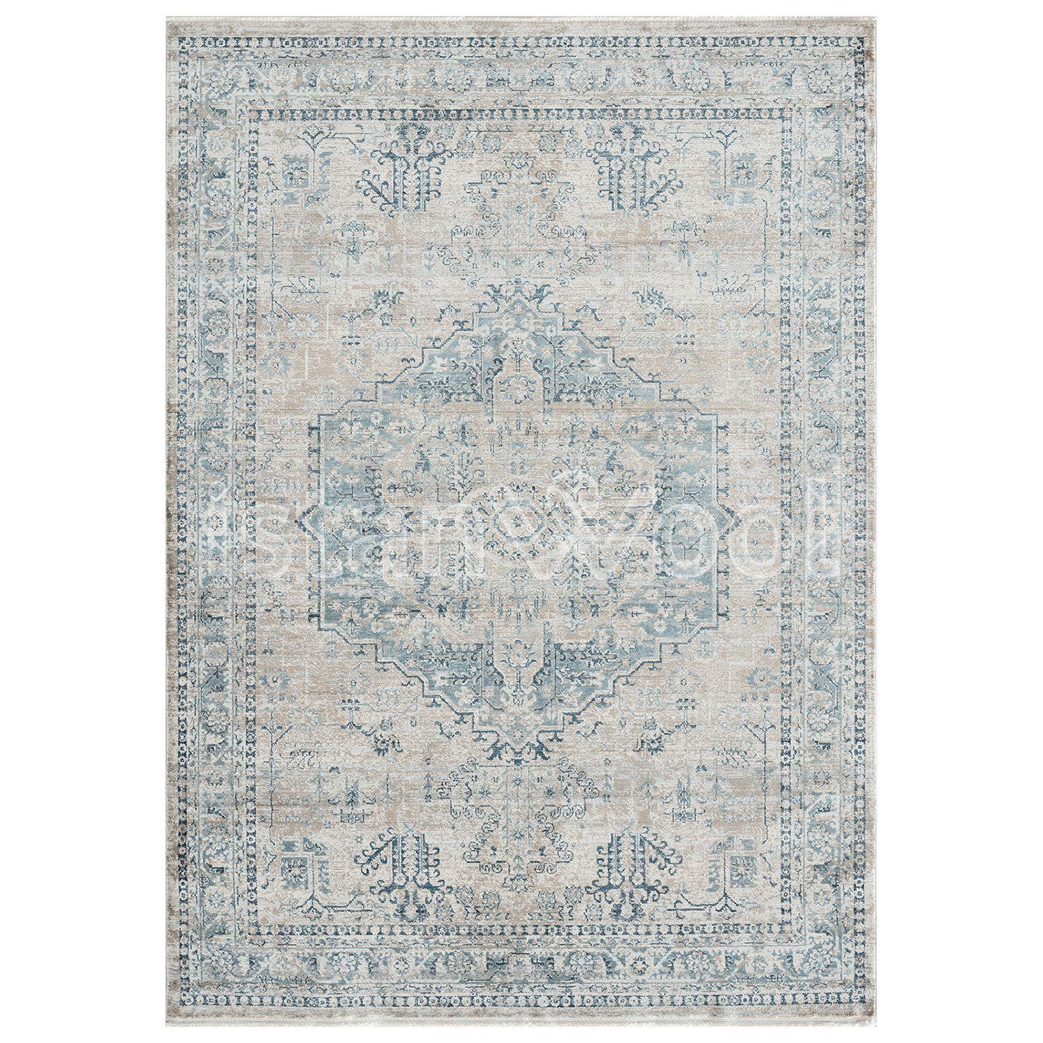 Alfombra Moderna 160x240 cms. Gris y Celeste -0