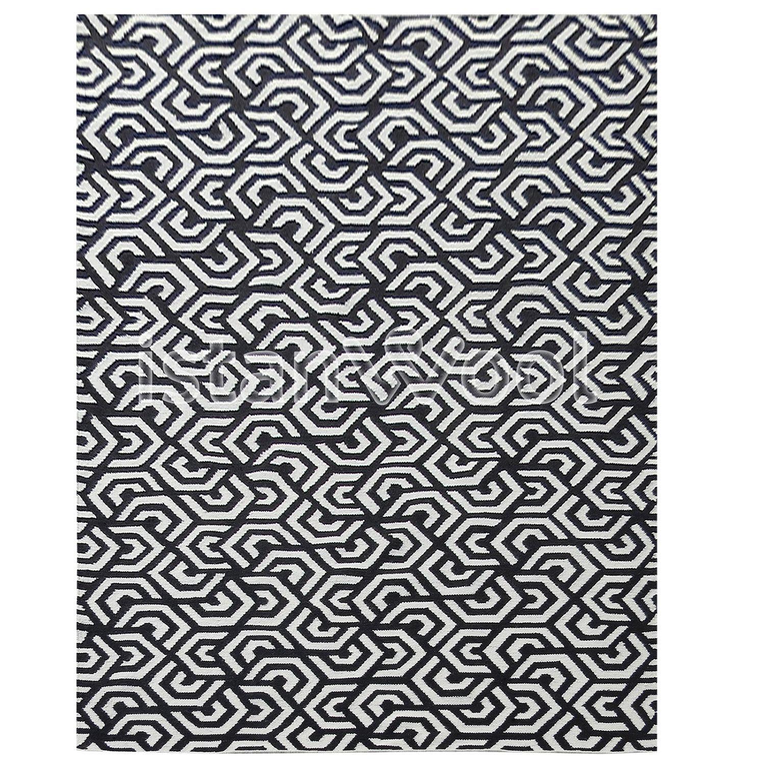 Alfombra Kilim Moderna 200x300 cms.Blanco-Negro-0
