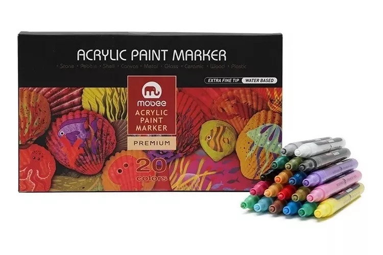 Marcadores Acrílicos Lápices 20 Color Punta Fina Tipo Posca-0