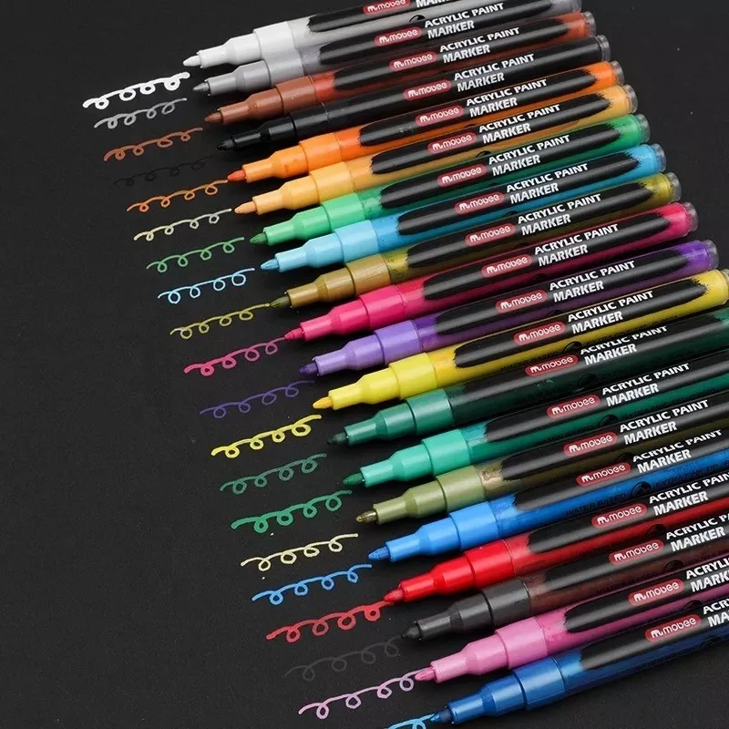 Marcadores Acrílicos Lápices 20 Color Punta Fina Tipo Posca-2