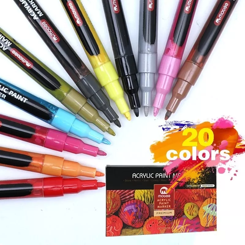 Marcadores Acrílicos Lápices 20 Color Punta Fina Tipo Posca-4