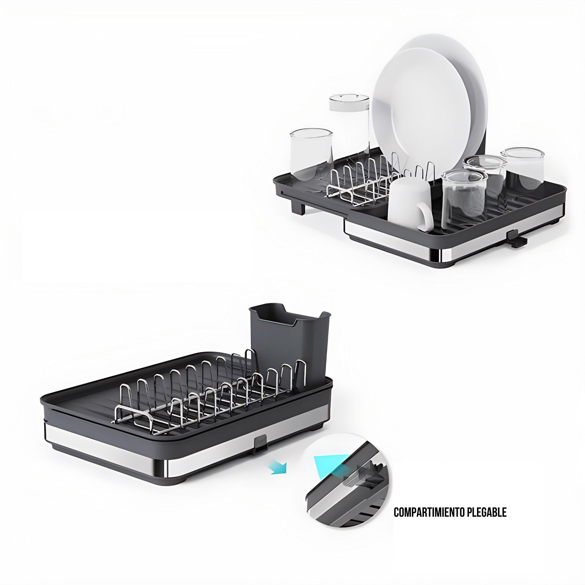 Secaplatos Escurridor Cocina Acero Inoxidable Plegable Loza-4
