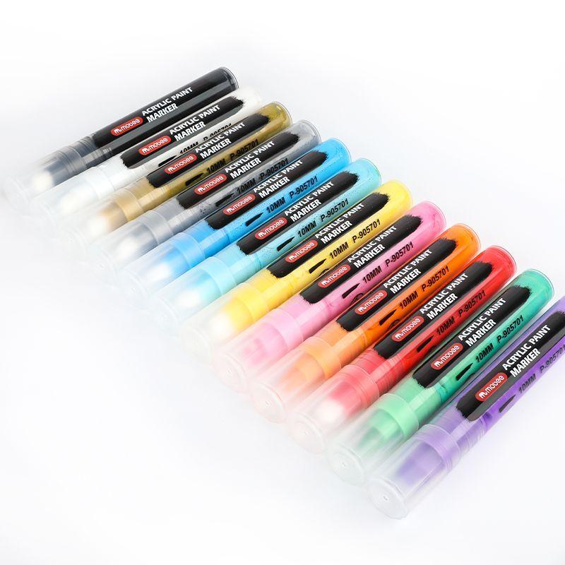 Marcadores Acrilicos Punta Gruesa 10mm Mobee 12 Colores-2