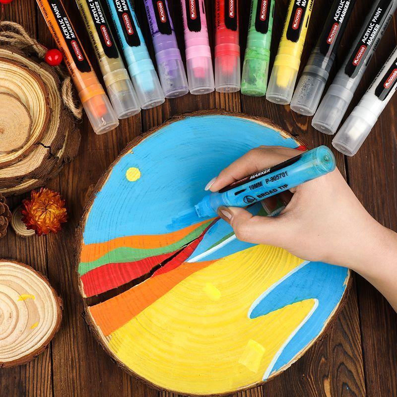 Marcadores Acrilicos Punta Gruesa 10mm Mobee 12 Colores-3